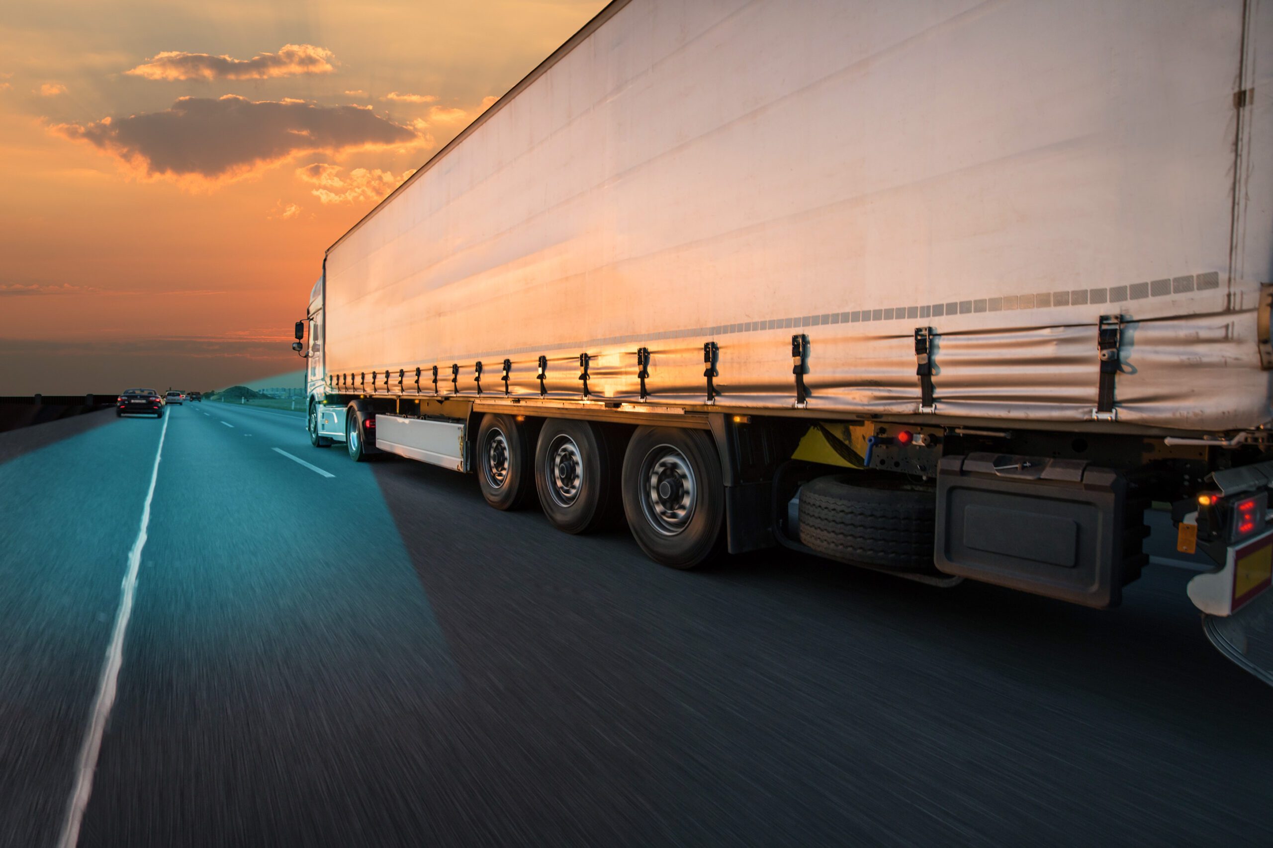 Truck driving on motorway.