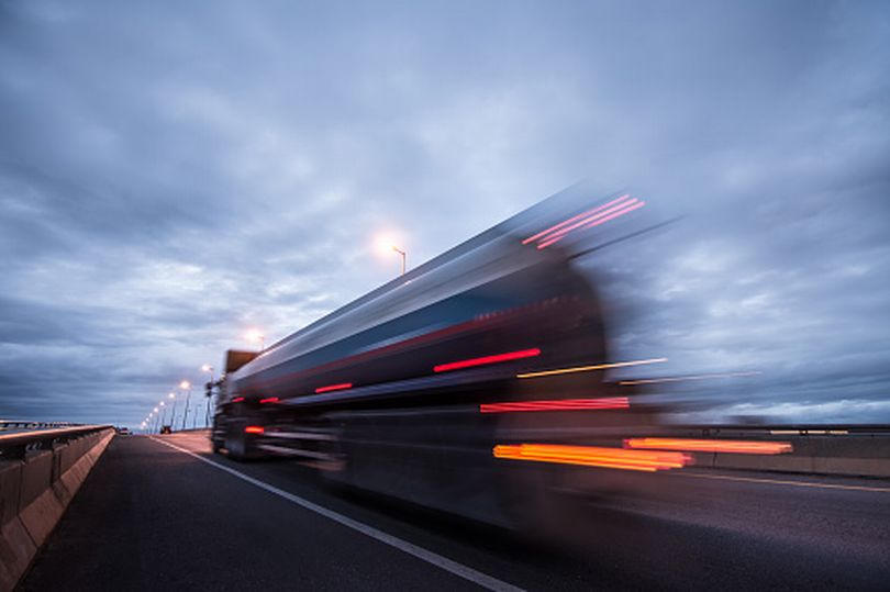 Long exposer of truck driving