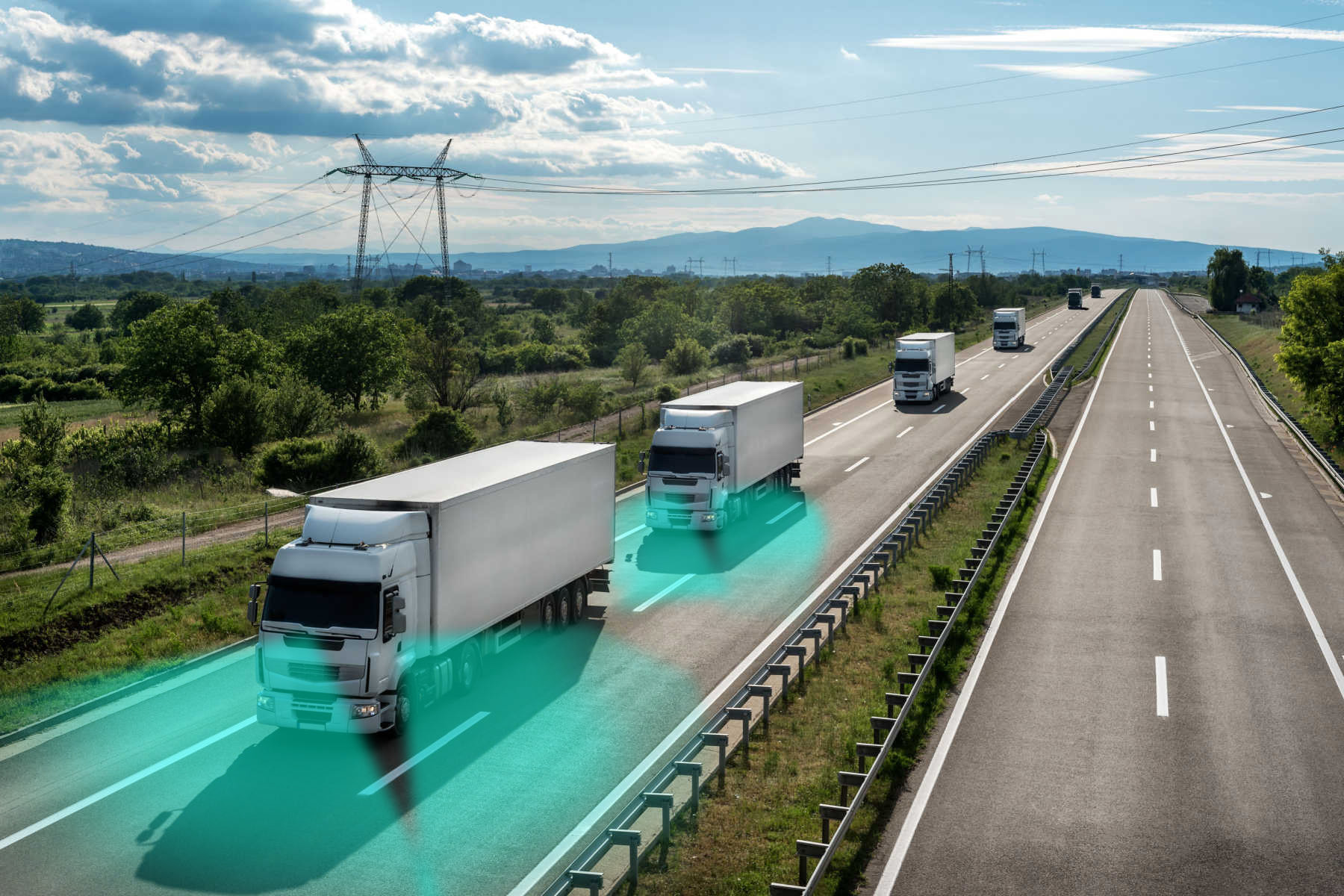 Shutterstock_1905786220 - Fleet Witness - Fleet Tracking Trucks on motorway showcasing camera systems.